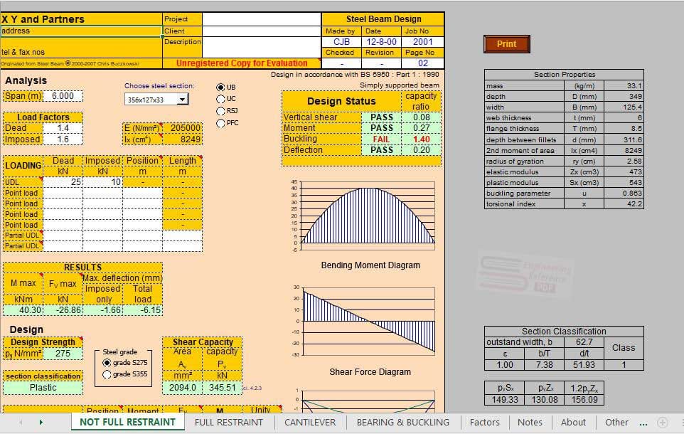 Analysis and Design of Steel Beams According to BS Spreadsheet Download